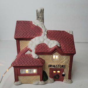 1994 Collection Ceramic DRUGSTORE Christmas Village House Lighted